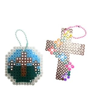 Colorful Beaded Cross and Circle Ornaments
